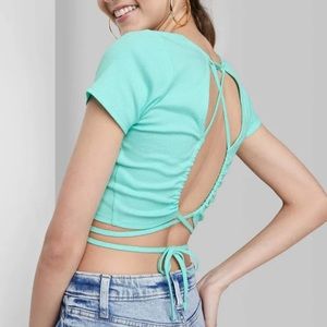 Wild Fable Teal Open Back Crop Top